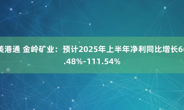 美港通 金岭矿业:预计2025年上半年净利同比增长66.48%-111.54%